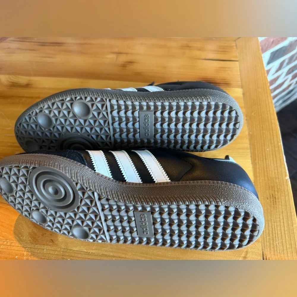 adidas Samba Black with White Stripes Athletic Shoes
